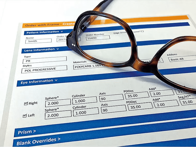 Glasses on an invoice